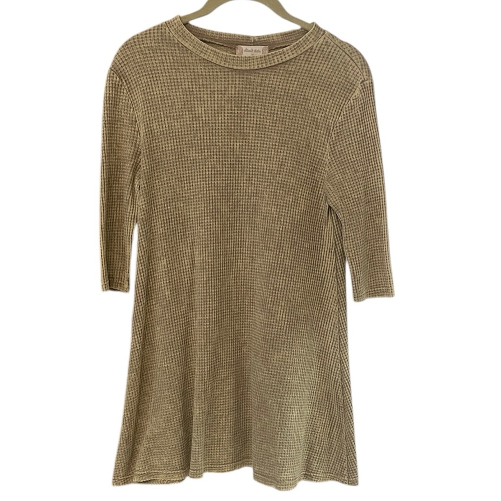 Altar’d State Oatmeal Waffle Weave Long Sleeve Top Tunic Mini Dress Sz M Medium